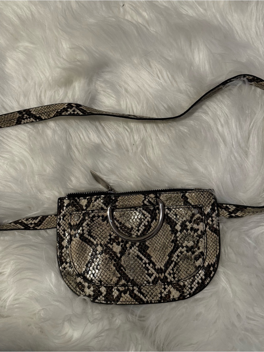 Zara Snake Print Crossbody Belt Bag - Neutral